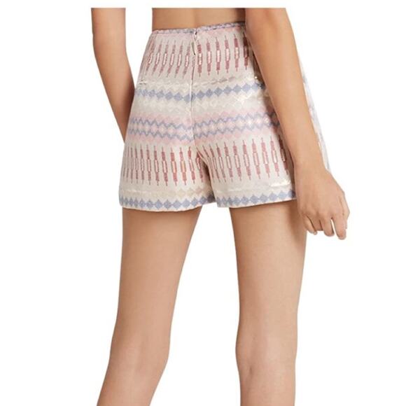 BCBG Pastel Geo Tribal Metallic Jaquard Print Skort Size 12 NWT - Picture 7 of 7